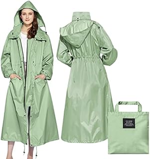 LAMA Womens Long Raincoats with Hood, Waterproof Reusable Packable Rain Coat with Long Sleeves for Adults Womens Ladies, Rain Coat for Bike Moto Riding Hiking Trekking