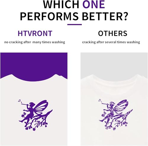 Image of HTVRONT HTV Heat Transfer Vinyl Bundle: 24 Pack 12 inchx12 inch Purple Iron on Vinyl Sheets for T-Shirt (1 PTFE Sheet Included), Purple PU HTV Vinyl Easy to Cut & Weed for Heat Design