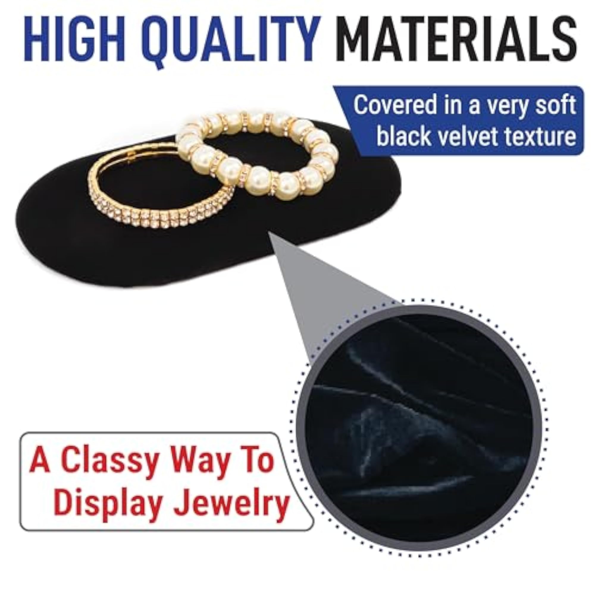 Black Velvet Oval Jewelry Pad, Size 4?W x 7?L (Quantity 5)