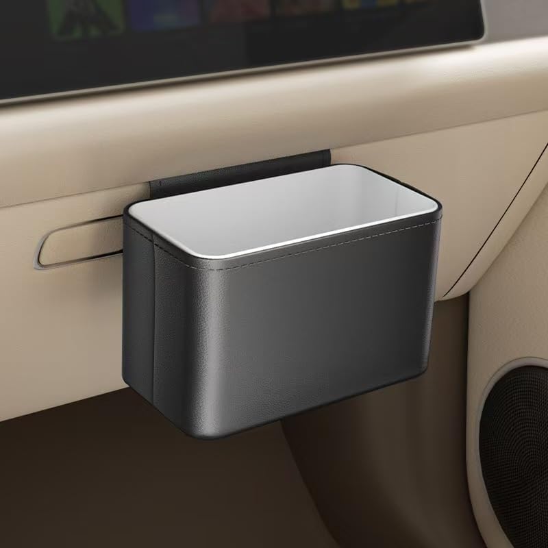 Car Bin Storage Organiser for 2019-2026 Chevrolet Silverado/GMC Sierra 1500, PU Leather Passenger Side Trash Can Waste Basket Hanging Bag Multi-functional