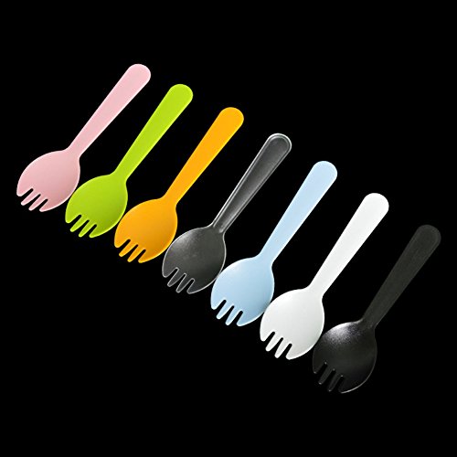 100 Pcs Mini Plastic Spork Plastic Forks And Spoons Disposable 2 In 1 Sporks Plastic Disposable Sporks For Camping Picnics Parties And Weddings, Small, White #TOP2