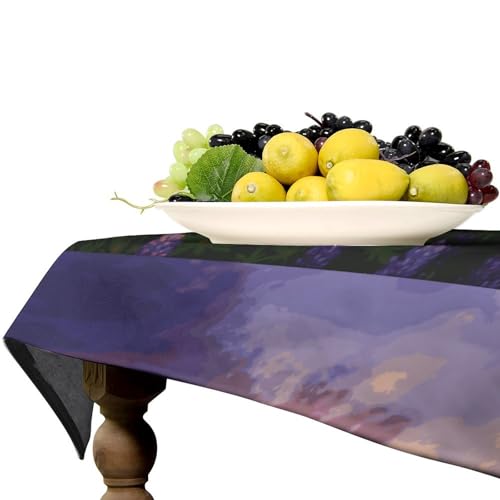 Nappe lavable rectangulaire 140x190cm motif prairie lavande
