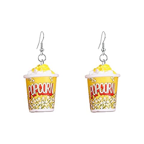YUNXI Resin Drop Handmade Cute Women Gift Eardrop Funny Emulational Resin Charm Food Cartoon Snacks Popcorn Earring (Resin Food Snacks Popcorn Earring) Cover