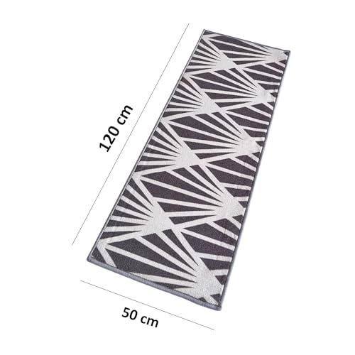 Image of Matz&More Pattern Mohawk Runner Mat | 50x120 CM | Grey | Nylon Tufted Gel Baking Anti-Slip | Doormat for Home Entrance, Kitchen & Bedroom