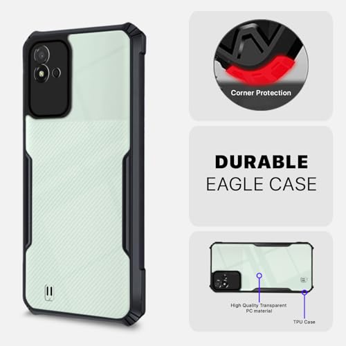 Image of Outlouders Back Cover for Realme Narzo 50i | Ultra Hybrid Transparent | Full Camera Protection | Raised Edge | Crystal Clear Bumper Case (Black)