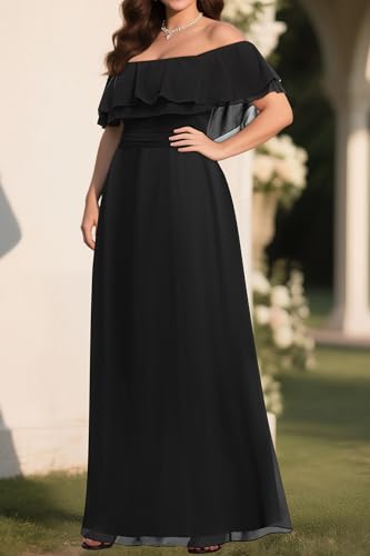 Pinup Fashion Women's Bridesmaid Dresses for Wedding Plus Size Formal Off The Shoulder Chiffon Maxi Dresses3