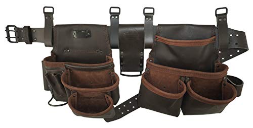 Graintex Od2222:: 10 Pocket Framers Tool Belt Premium Oil Tanned Leather With 2.3/4” Leather Belt For Constructors, Electricians, Plumbers, Handymen #TOP4