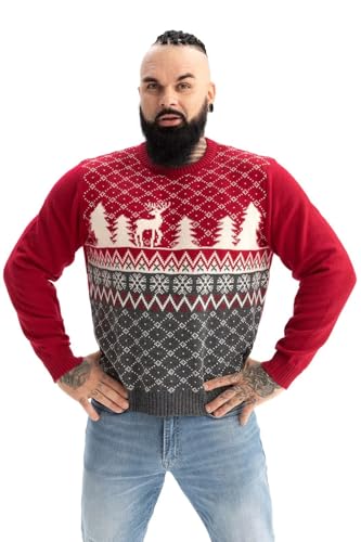 Ugly Christmas Jumper, Unisex Funny Chunky Fair Isle Knitted Festive Pullover for Party The Style Standard Red M Ugly Christmas Jumper, Unisex Funny Chunky Fair Isle Knitted Festive Pullover for Party The Style Standard Red M