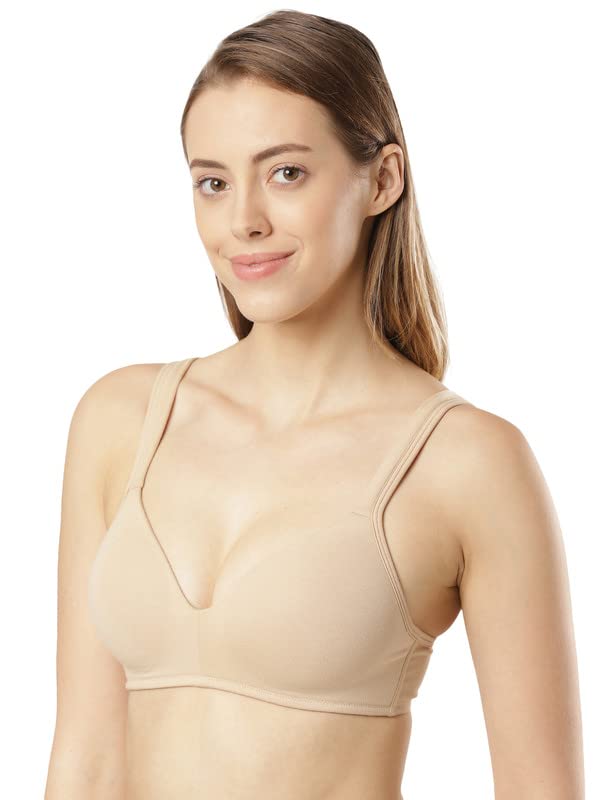 Image of Jockey FE57 Lounge Bra | Wirefree | Padded | Full Coverage | Broad Fabric Strap with Included Bra Pouch | Super Combed Cotton Fabric
