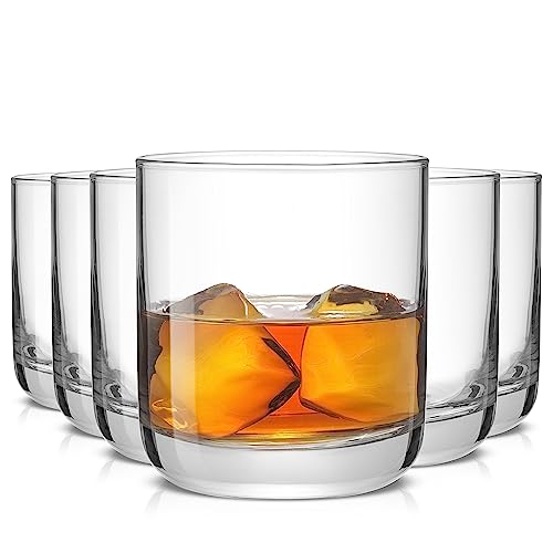 JoyJolt Faye Crystal Whiskey Glasses, Lowball Glasses Set of 6, 10oz Short Glass Tumbler, Double Old Fashioned Rocks Glass for Scotch or Bourbon, Dishwasher Safe Glassware by JoyJolt - Used condition - US$20.20