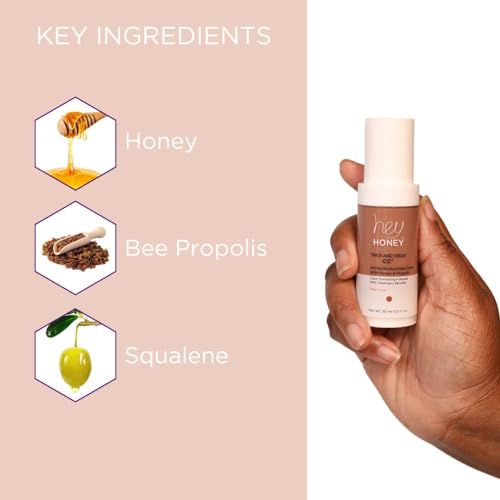 Image of Hey Honey Trick and Treat CC Cream SPF 46 | Active Moisturizing Color Correcting Cream with Honey & Propolis | Best Cover For Rosacea, Skin Redness & Mature Skin | Cruelty-Free | 1 oz (Deep)