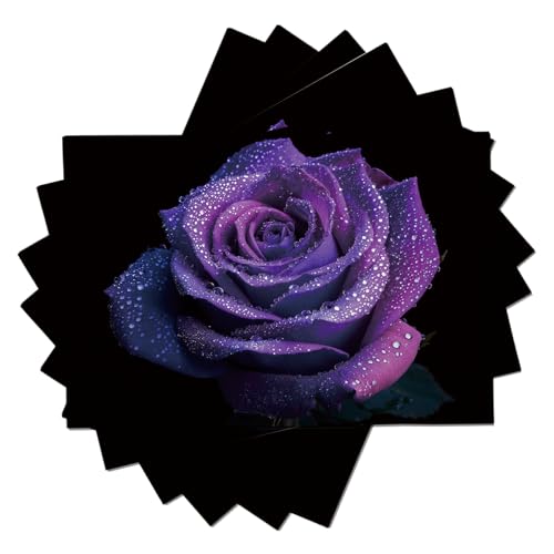 Flores Sencillas Manteles Individuales de Algodón Lino - Rosa púrpura Salvamanteles Individuales Antideslizantes Resistente al Calor Juego de 2 para Cocina, 30×45 cm