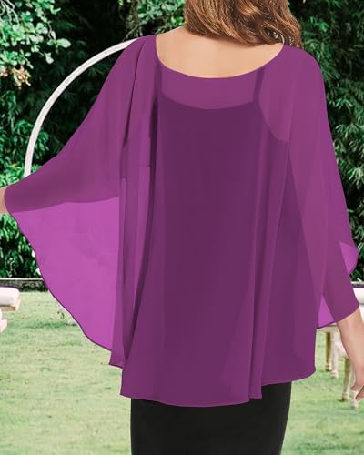 Image of Women Shawl and Wraps for Evening Dress Chiffon Cape Sheer Poncho Cover Up