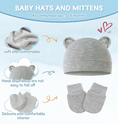 Cute Baby Mittens Newborn, No Scratch Baby Boy Mittens, Baby Girl