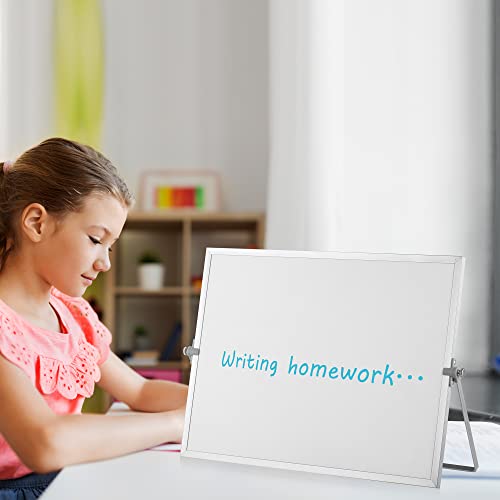 Dry Erase Calendar White Board, 16" X 12" Small Magnetic Desktop Whiteboard With Stand,8 Markers, 4 Magnets, 1 Eraser, Portable Double-Sided White Board Easel For Kids Memo To Do List Desk School #TOP7