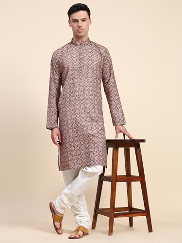 SKAVIJ Men’s Embroidered Sequined Kurta with Pajama 2-Piece Set3