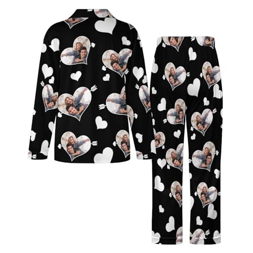 Custom Face Pajamas Set, Personalized Pajamas Button Down Matching Couples Sleepwear Gift for Women Men Christmas4