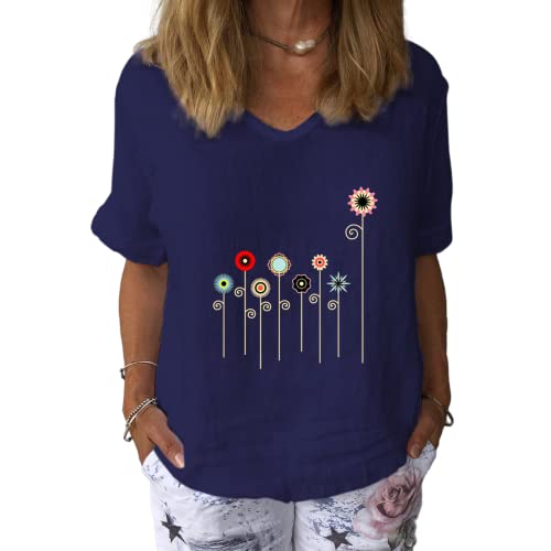 Camiseta con cuello en V para mujer...