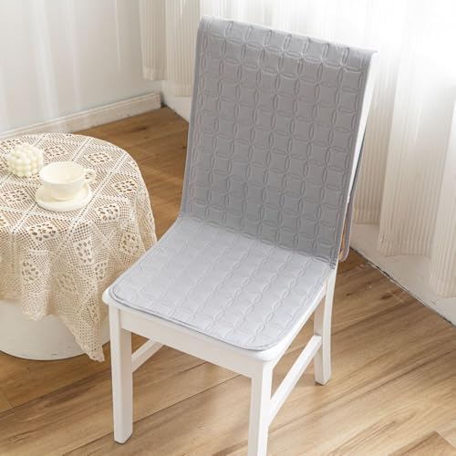 Image of HOMETHREADS Non-Slip Chair Cover-Universal Fit for Kitchen & Dining Chairs-Cushioned Comfort - Stylish Machine Washable Seat Cover-140x40cm (Grey, Pack of 1)