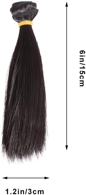 Toyvian Straight Wig Black Wig Doll Hair, 5 Pack Straight Synthetic Doll Hair Wefts for, Wig Making Hair Tinsel Kit Doll Straight Hair