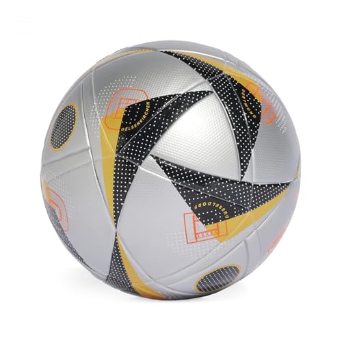 Adidas Football EURO24 League Silver Met Unisex Football Official League Matches Balls Fussballliebe Finale League Football, Size 5 (Color - Silver Metallic/Gold Metallic/Black/Solar Red) 2 413QFfpY8PL