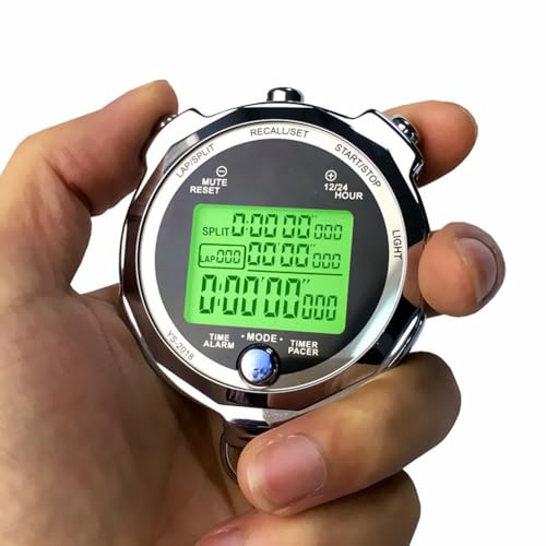 Controla tus marcas con el cronómetro digital luminoso de metal y alta precisión