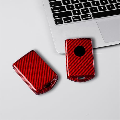 Étui pour clef Volvo rouge en carbone véritable accessoire style auto - 5