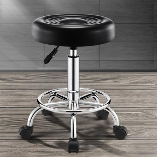 Image of Guitar Stool with Backrest, Foldable Musician Chair with Integrated Footrest&Guitar Hook, Heavy-Duty Steel Frame, Padded Leather Seat for Home /Studio /Gigs (Black-f)