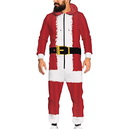 Christmas Men Women Long Sleeve Onesie Jumpsuit, Unisex Hoodie Sweatsuit Jogging Athletic Suits, Cozy Onesie Pajama
