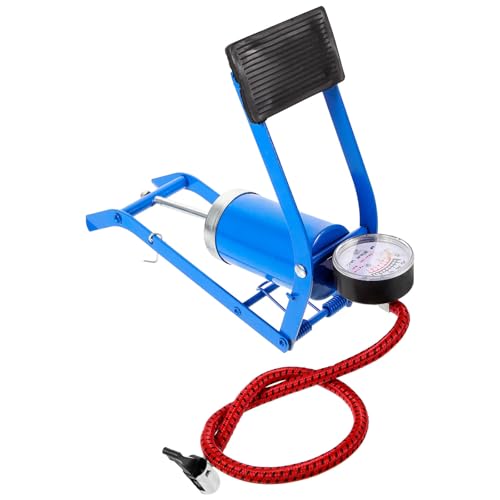 Lurrose Inflador de Ruedas para Bicicleta y Motos, Bomba de Pie Compacta Tubo Rojo Pequeño, Bomba Portátil de Alta Presión Activada por Pedal, Adecuada para Uso en Exteriores y Deportes