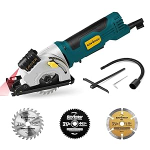 Enventor Mini Circular Saw with 3 Blades, 3-3/8 in, 4.8 A Corded