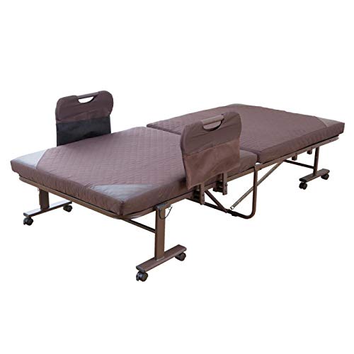 サン ハーベスト 手すり付き折りたたみベッド TS-100BR ブラウン