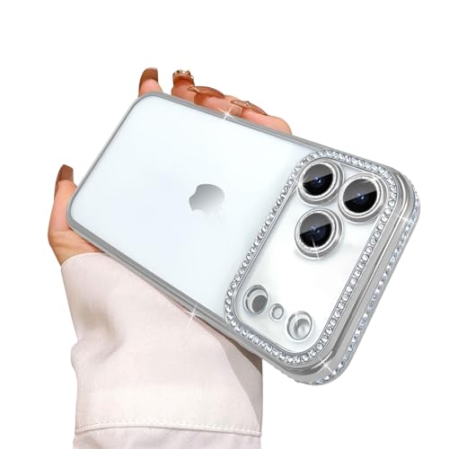 Reownest Compatible avec Coque iPhone 17 Pro Max Transparent Brillant Mignon étui Diamant Caméra Protecteur Etui Cover Housse de Téléphone Bling Pailletée...
