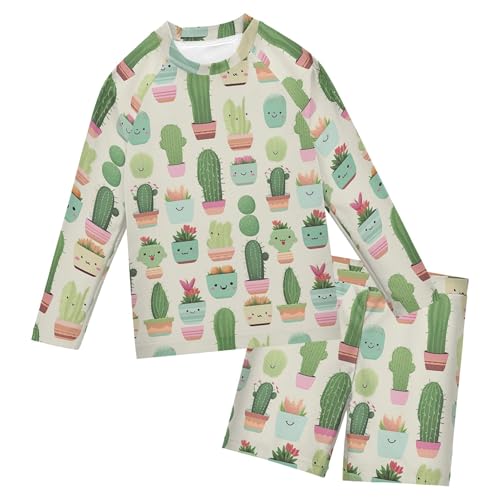 Cactus Cute Toddlers and Baby Boys' Swimsuit Trunk and Rashguard Set B0402397