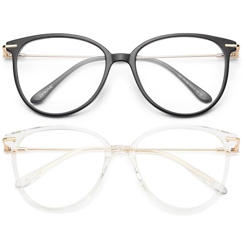 Gaoye Blue Light Blocking Glasses (Cat Eye, Clear Lens, Black+Transparent)