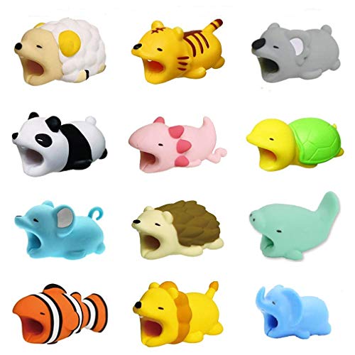 UNKNOW BRAND 12 Pieces Cute Cable Animals Bites, Various Animal Cable Animals Bites Cable Accessories Phone Cables Protectors