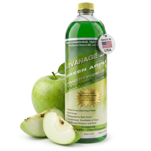 Advanage 20X All Purpose Cleaner Concentrate – The Wonder Cleaner 32 fl oz Green Apple Cleaning Supplies for Bathroom Cleaner, Floor Cleaner, Multipurpose Cleaner - Made in USA Multisurface Cleaner