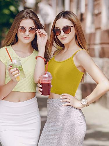 Image of SATINIOR 6 Pack Women Crop Tops Cropped Tank Top Bundle Sleeveless Spaghetti Strap for Sports Yoga
