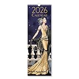 Claire Coxon Art Deco 2026 Slim Wall Calendar | Monthly Planner with Vintage-Inspired Artwork & Hanging Loop