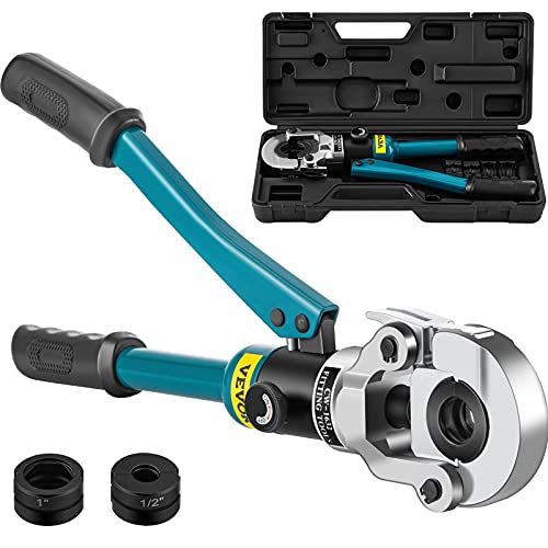 VEVOR Hydraulic Pipe Crimping Tool, Copper Crimping Pliers with Jaws 1/2", 3/4", 1", 10T Hydraulic Copper Tube Fittings Crimper, Copper Pipe Crimper 40CR Steel for Copper Tube Plumbing and Fitting