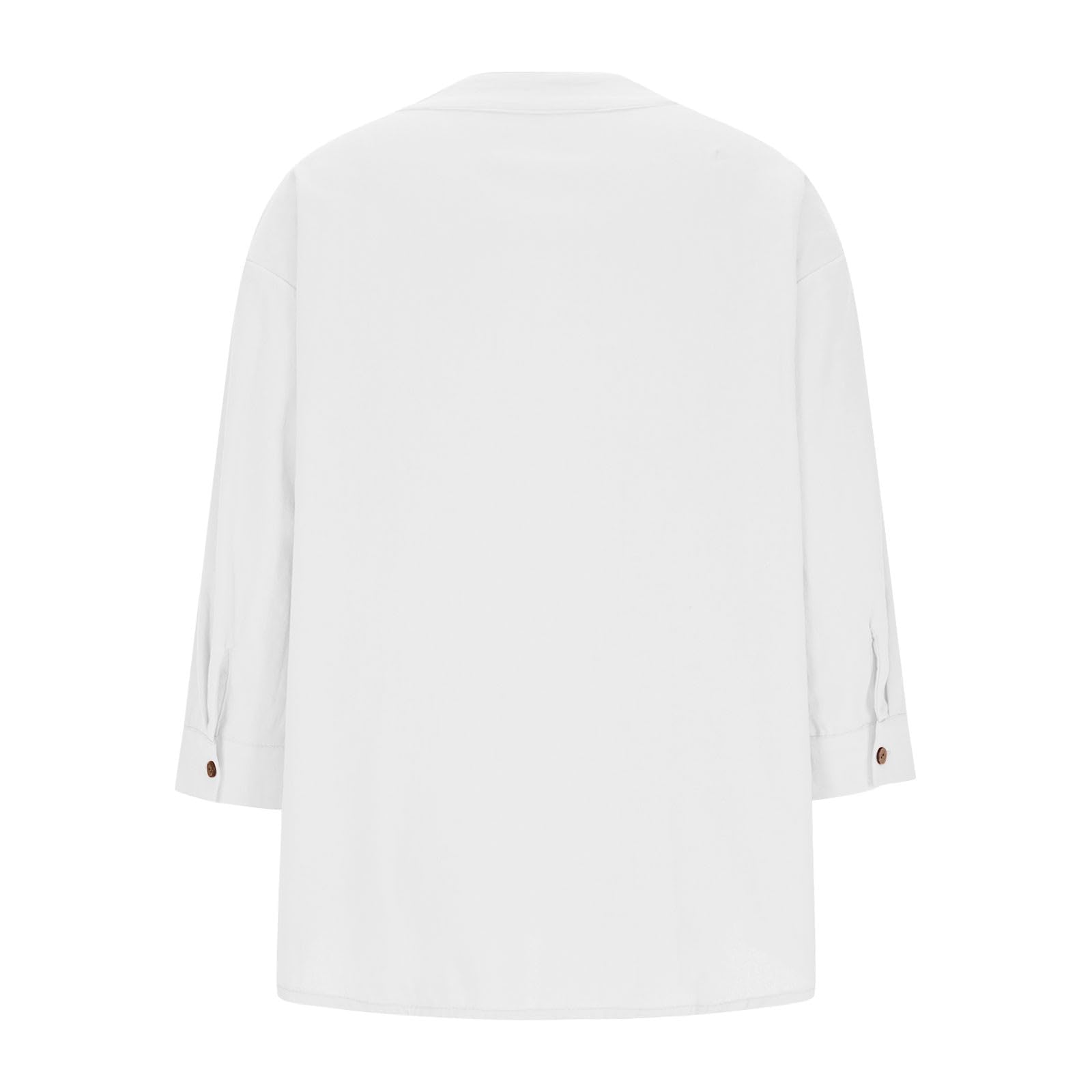 Top casual da donna, camicia a 3/4 con bottoni sul davanti, scollo a V, camicetta allentata plissettata con cintura in vita con scollo a V a pieghe camicia rilassata