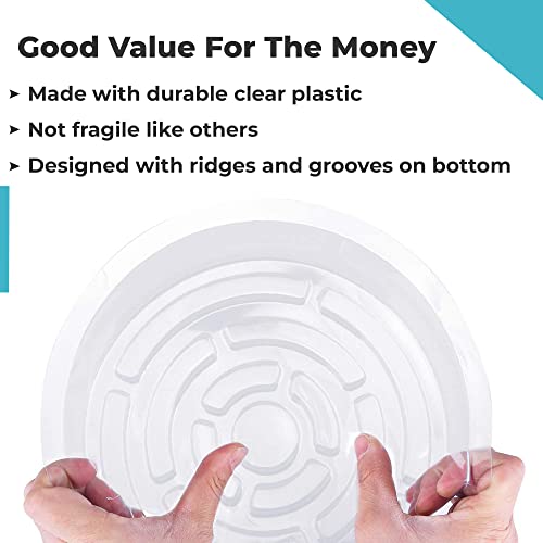 Dripflex Plant Saucers For Indoors - 15 Pcs Clear, Leak-Proof 8 Inch Plant Trays For Pots With Watering Bottle(500Ml) - Perfect Sizes & Easy Clean-Up Plastic Plant Trays - Style Up Your Plant Care! #TOP1