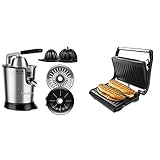 Taurus Easy Press Exprimidor Electrico, Acero Inoxidable + 968419000 Grill & Toast - Sandwichera Con Placas Grill Antiadherentes, 700 W, Tapa Basculante