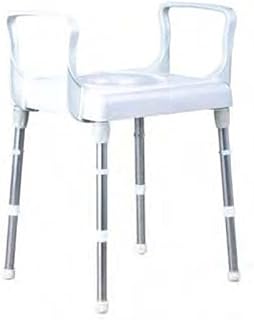 Silla para wc-silla para ducha con reposabrazos, regulable en altura. Aluminio y plástico