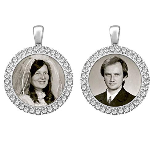 Bridal Wedding Bouquet Photo Charm Silver Rhinestone Photo Charm Pack of 2 with Resizing Software
