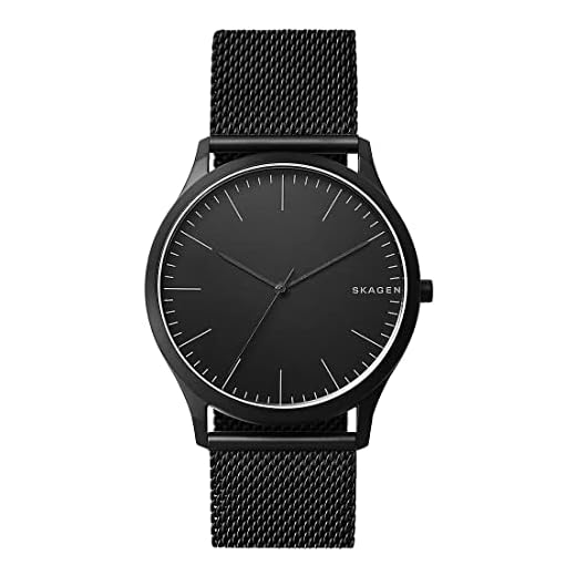 Skagen Reloj para hombre Jorn, movimiento de tres manecillas, caja de acero Midnight de 41 mm con correa de malla de acero, SKW6422