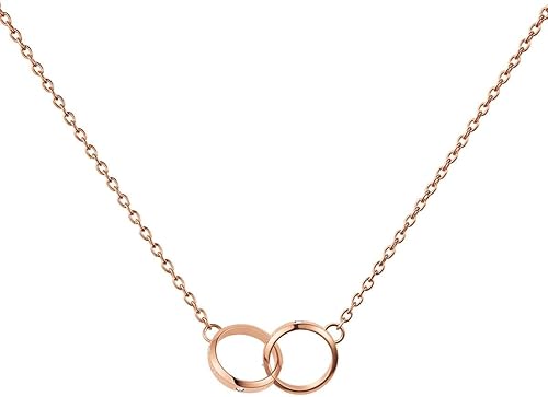 Daniel Wellington Collar Clásico Talla única Acero Inoxidable Doble Chapado (316L) Y Cristales Oro Rosa, Talla única, Cristal, No es una piedra