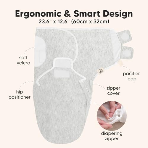Image of Baby Swaddle Sleep Sacks with Zipper - 3-Pack Swaddles for Newborns 3-6 Months, Infant, Baby Girls, Boys, Soft & Durable Newborn Sleep Sack, Easy Diaper Change Swaddling Blanket (Aspire, L)
