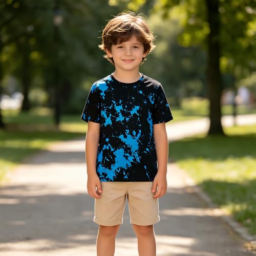 Image of Boys Tie Dye Shirts 3-12 Years Hippies Crewneck Kids Short Sleeve Tee | Boys Tie Dye Shirts