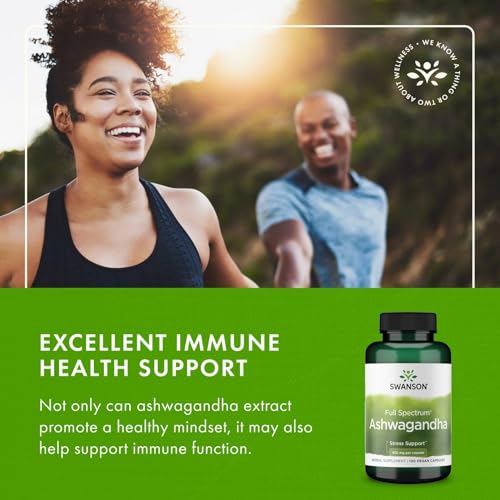 Image of Swanson Ashwagandha Powder Supplement - with Ashwagandha Root to Promote Stress Relief & Energy - Ayurvedic Supplement for Natural Wellness (100 Capsules, 450mg Each) 2 Pack